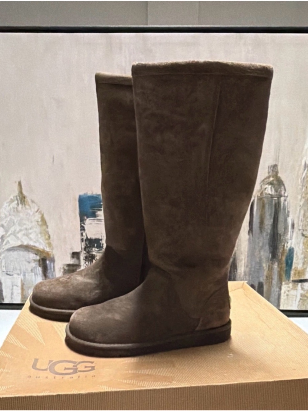 UGG Short Suede Boots in Dark Brown